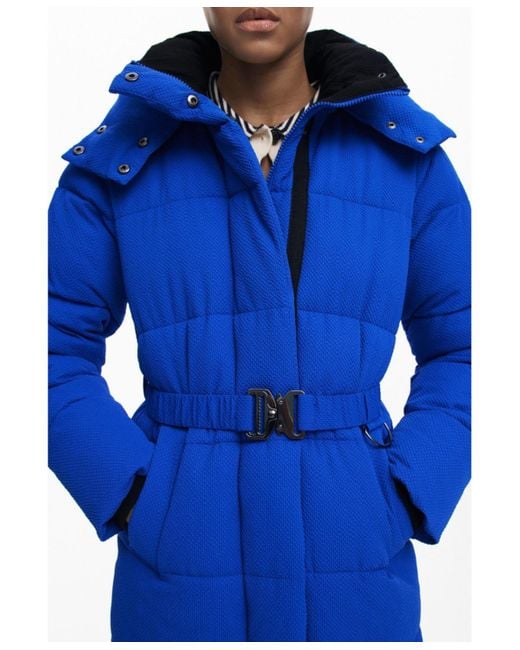 Desigual Blue Long Padded Jacket