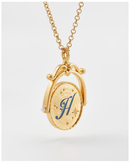 Fable England White Hydrangea Initial Spinner Necklace