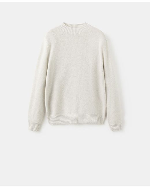 Mango White Structured Wool-blend Knitted Sweater for men
