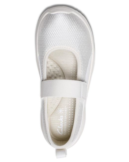 Clarks White Cloudsteppers Solevana Jane Round Toe Flats
