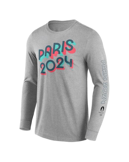 Fanatics Gray Branded Ay Paris 2024 Bold Stripe Long Sleeve T-shirt for men
