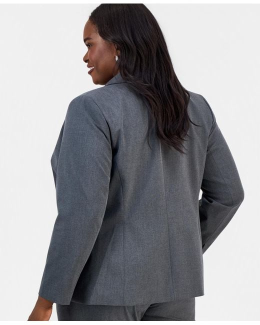 Kasper Blue Plus Size Washable Bi-stretch One-button Blazer