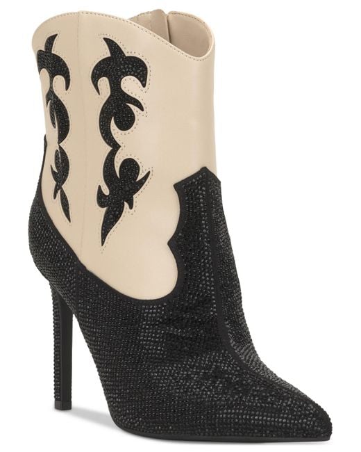 INC International Concepts Black Indigo Embellished Western Booties, Created For Macy's