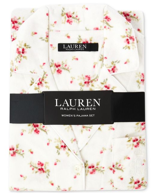Lauren by Ralph Lauren White Petite 2-pc. Printed Fleece Packaged Pajamas Set