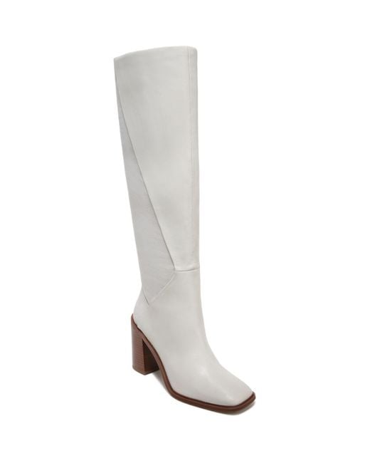 Franco Sarto Leather Stevie-tall High Shaft Boots in Stone Grey Leather ...