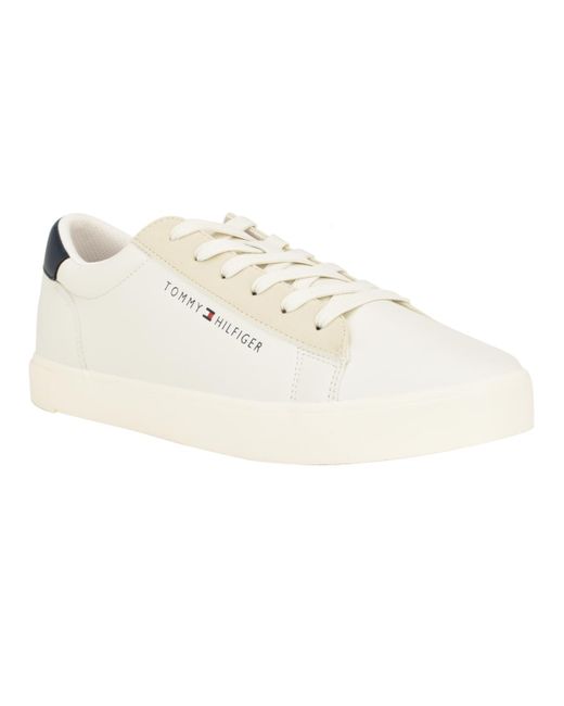 Tommy Hilfiger White Ribby Lace Up Fashion Sneakers for men