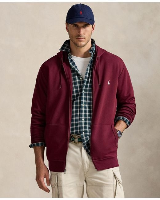Polo Ralph Lauren Men's Red Big Tall Double-knit Full-zip Hoodie