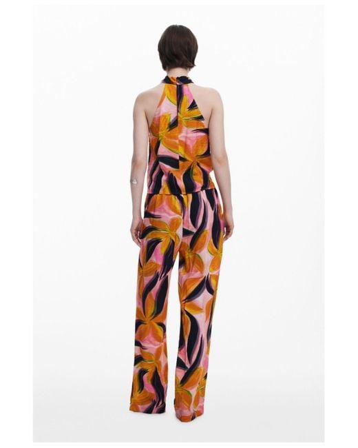 Desigual Orange Floral Print Trousers
