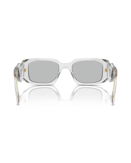 Prada White Symbole Rectangular Sunglasses