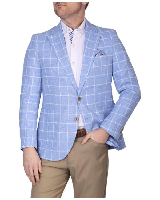 Tailorbyrd Blue Yarn Dye Windowpane Sport Coat for men