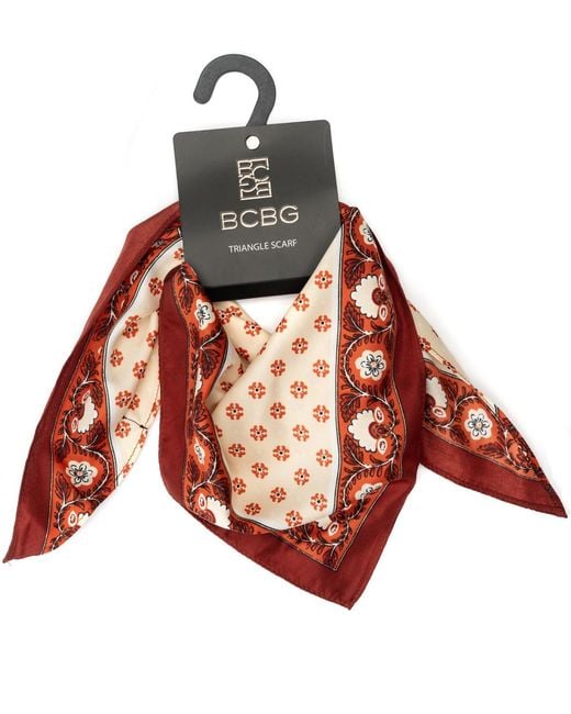 BCBGMAXAZRIA Brown Block Printed Triangle Scarf