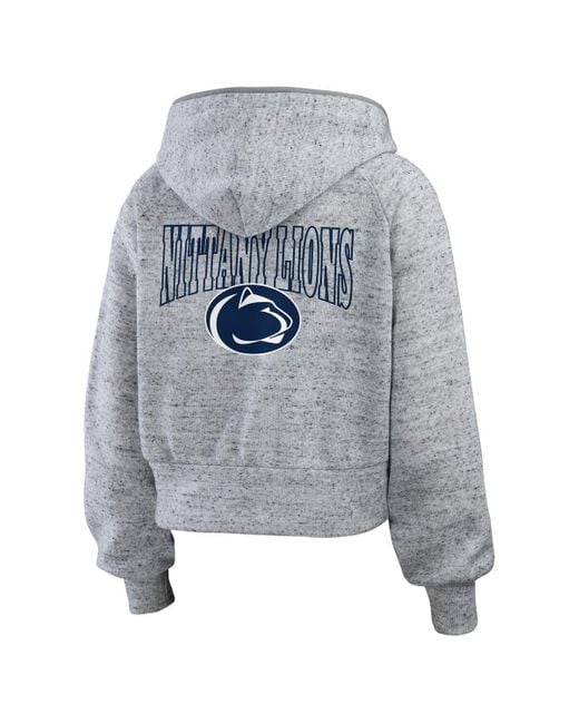 WEAR by Erin Andrews Gray Penn State Nittany Lions Wear Speckle Double-hit Raglan Full-zip Hoodie