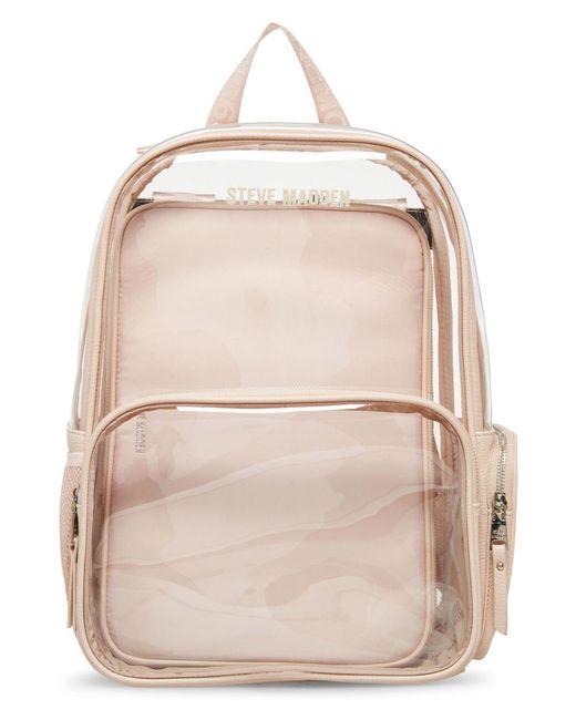 Steve Madden Natural Clear Backpack With Laptop Pouch