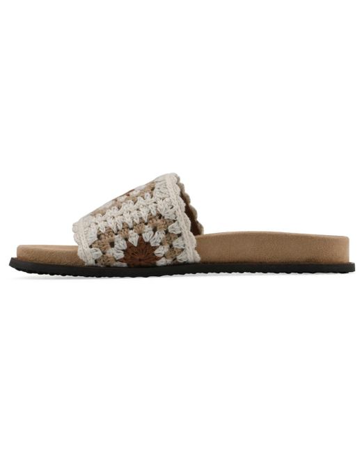 White Mountain Brown Maxim Round Toe Flat Sandals