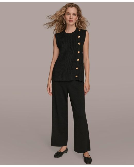 Donna Karan Black Crewneck Sleeveless Sweater