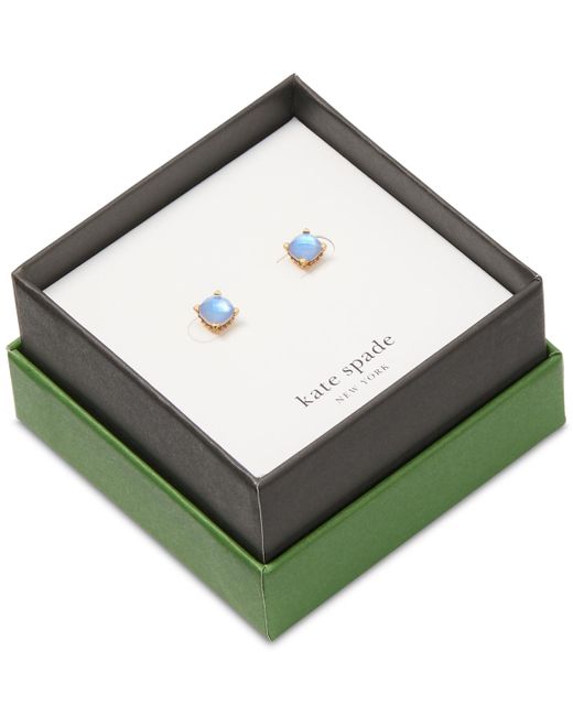Kate Spade Blue Gold-tone Color Cubic Zirconia Stud Earrings