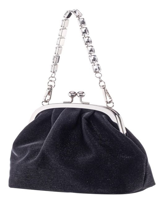 Nina Blue Vintage Style Crystal Handle Frame Clutch