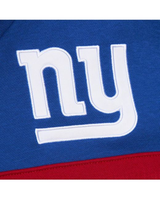Mitchell & Ness Blue Mitchell Ness New York Giants Logo Head Coach Fleece Pullover Hoodie for men