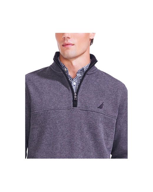 Download Nautica Solid Quarter Zip Fleece Pullover in Charcoal ...