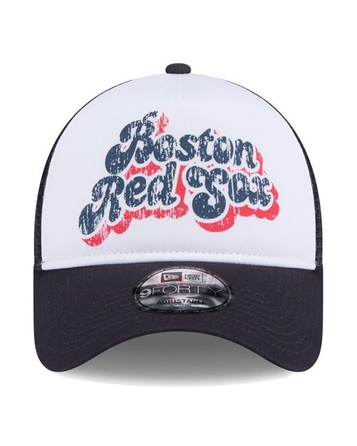 KTZ Blue White/navy Boston Red Sox Throwback Team Foam Front A-frame Trucker 9forty Adjustable Hat