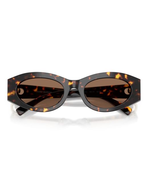 Tory Burch Brown Oval Sunglasses