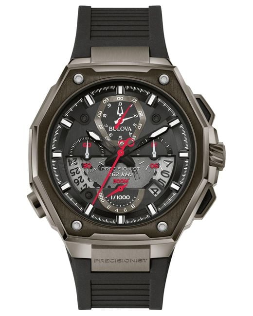 Bulova Precisionist X Black Epdm Rubber Strap Watch 44.5mm for Men Lyst