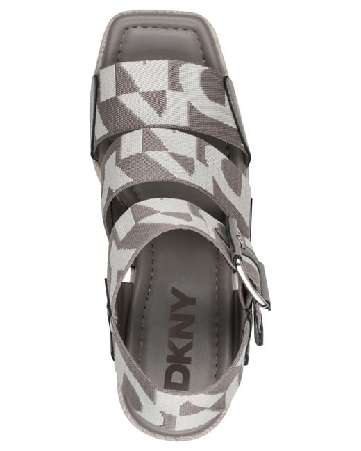 DKNY Gray Caylee Square Toe Wedge Sandals