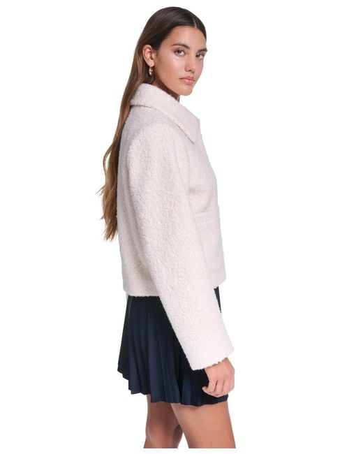 Levi's Natural Laydown Collar Cropped Boucle Work Jacket