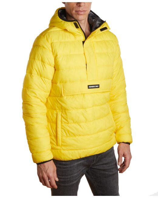 Members Only Yellow Popover Puffer Jacket for men