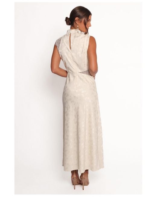 Petal & Pup Anabelle Halter Neck Lace Maxi Dress in Natural | Lyst