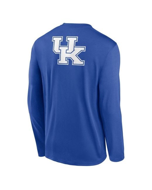 Nike Blue Kentucky Wildcats Primetime Campus 2-hit Legend Dri-fit Long Sleeve T-shirt for men
