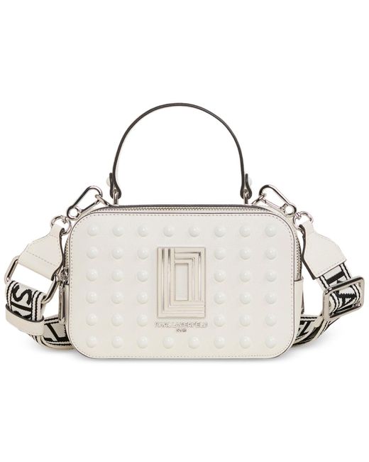 Karl Lagerfeld Metallic Simone Karl Leather Small Camera Crossbody