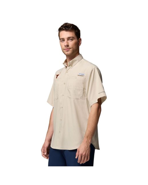 Columbia Natural Texas Longhorns Tamiami Omni-shade Button-down Shirt for men