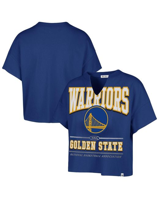 '47 Blue Golden State Warriors Elation Oversized Notch Neck T-shirt
