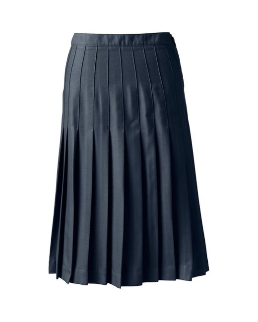 Lands' End Blue School Uniform Pleated Skirt Below The Knee