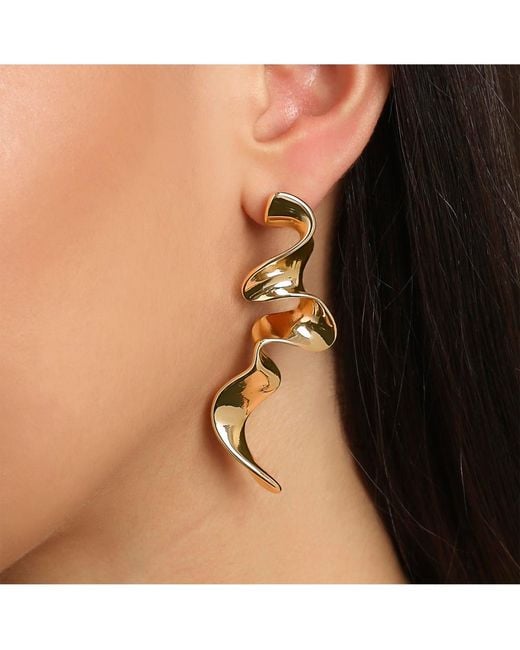 BCBGMAXAZRIA Metallic Wavy Statement Drop Earrings