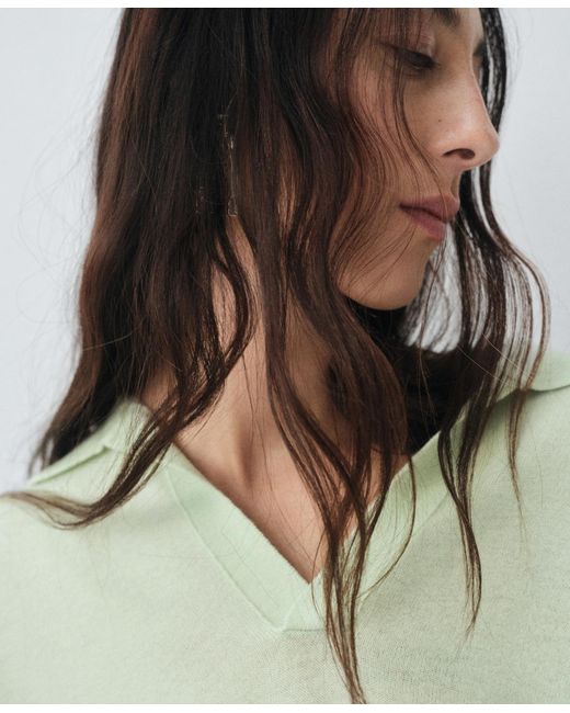 Mango Green Wool Polo-neck Sweater