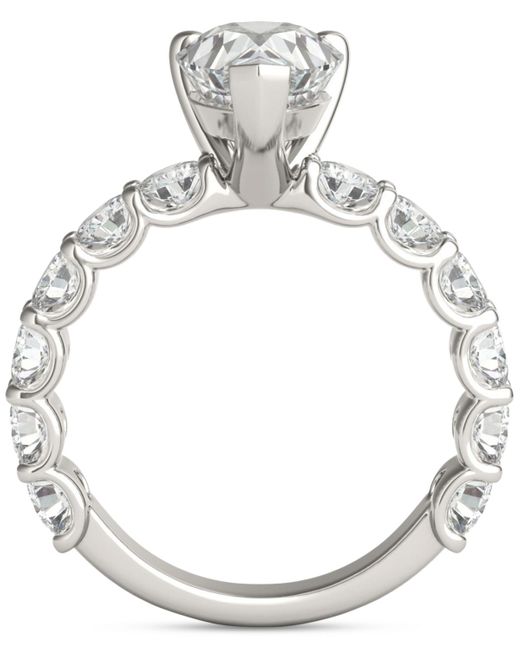 Charles & Colvard White Moissanite Solitaire & Trellis-set Side Stone Ring (3-1/2 Ct. T.w.
