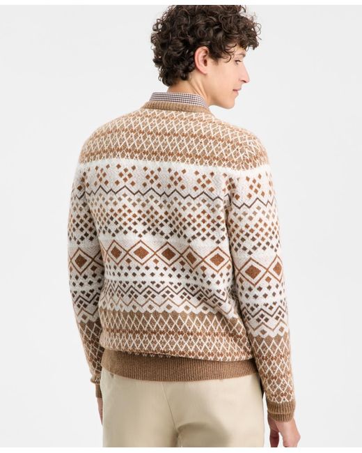 Club Room Natural Northern Geo Fair Isle V-neck Sweater for men