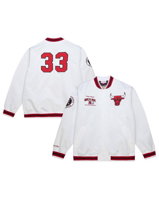Mitchell & Ness White Scottie Pippen Chicago Bulls Nba Legends Full-snap Satin Jacket for men