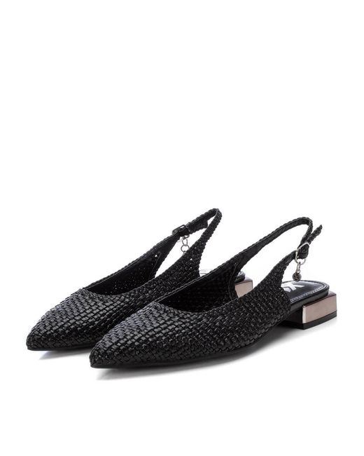 Xti Black Braided Slingback Flats By