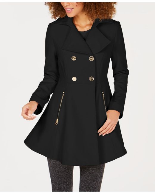 Laundry by Shelli Segal Black Double-breasted Skirted Peacoat