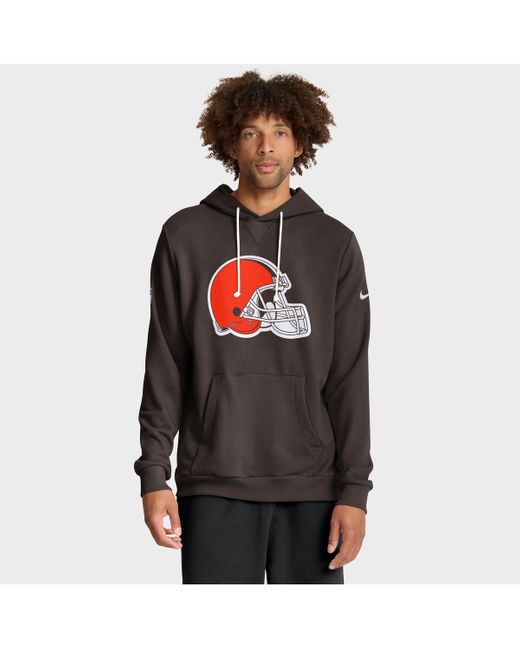 Nike Brown Cleveland S Sideline Initial Home Performance Pullover Hoodie for men