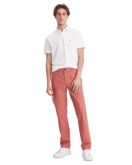 Tommy Hilfiger Red Th Flex Stretch Slim-fit Chino Pants for men