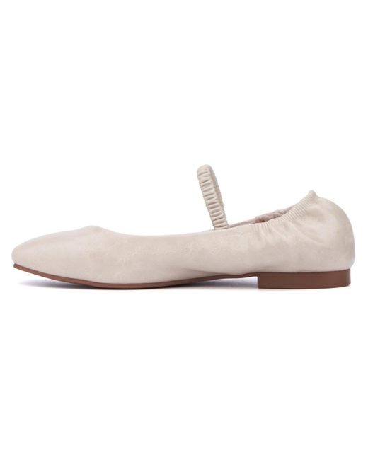 New York & Company White Paris Elastic Back Flat Ballet Flats