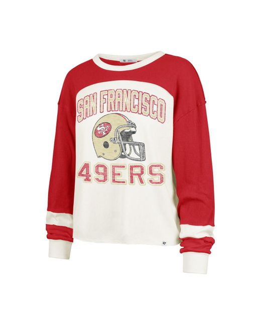 '47 Red San Francisco 49ers Double Header Curve Toni Long Sleeve T-shirt