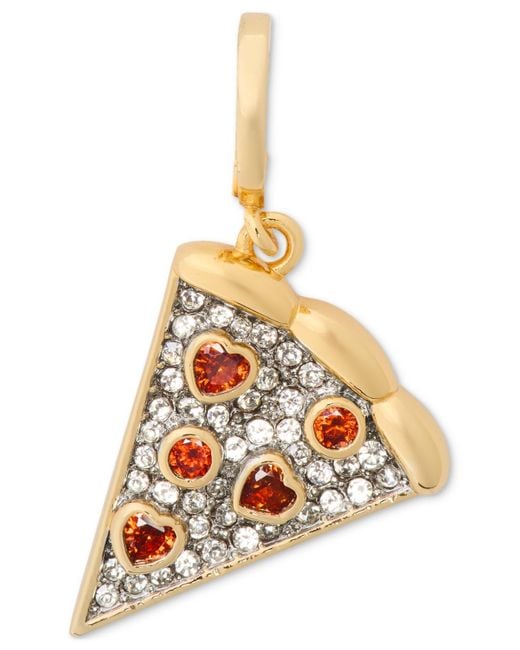 Kate Spade White Cubic Zirconia And Glass Stone Gold-tone One In A Million Pizza Charm