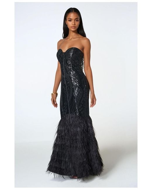 Bebe White Sequin Feather Gown