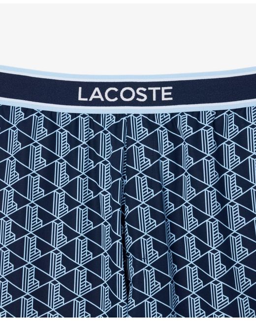 Lacoste Blue Monogram Print Pajama Pants for men