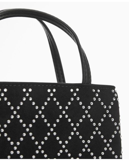 Mango Black Rhinestone Rhombus Bag